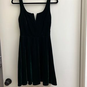 Green Velvet Skater Dress S